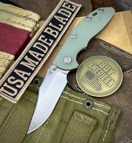 Hinderer XM-18 3.0" Bowie Non-Flipper Translucent Green G10 Working Finish Ti with Stonewashed 20CV Blade - USA MB
