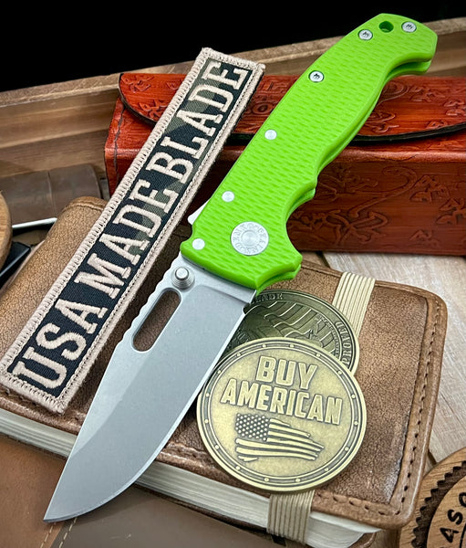 Demko Knives AD20 Slim Clip Point Neon Green G10 in Magnacut