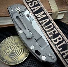 Non-Flipper Hinderer XM-18 3.25 Spanto OD Green G10 Working Finish Ti and Stonewashed Magnacut Blade - USA MB