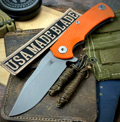 Project X Orange G10 Battle Bronze Ti with Working Finish S45 Clip Point Blade