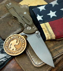 Hinderer Jurassic Slicer OD Green G10 Battle Bronze Ti Magnacut Working Finish Blade - USA MB
