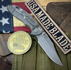 Hinderer XM-18 3.0" Bowie Non-Flipper OD Green G10 Working Finish Ti with Working Finish 20CV Blade - USA MB
