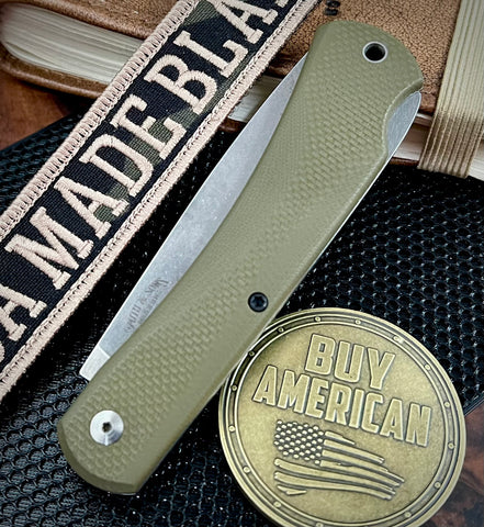 White River Knives Mudbug Lockback with Magnacut Blade and OD Green Textured Handles