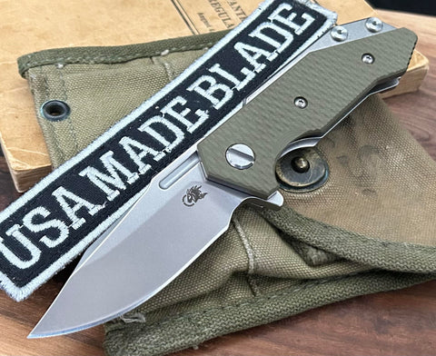 Bowie Hinderer Half Track Gen 2 OD G10 Stonewashed Ti and Stonewashed S45VN Blade - USA MB