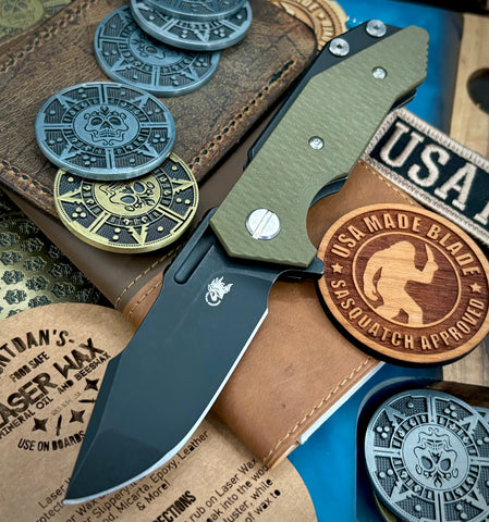 Battle Black Hinderer Half Track Harpoon Spanto Gen 2 OD Green G10 Battle Black Ti and Magnacut Blade
