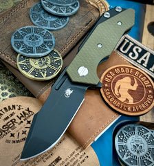 Battle Black Hinderer Half Track Harpoon Spanto Gen 2 OD Green G10 Battle Black Ti and Magnacut Blade