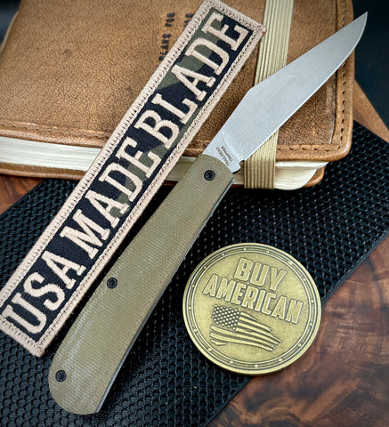 White River Knives Trailhead Trapper Slip Joint with S35VN Steel and OD Green Micarta Handles