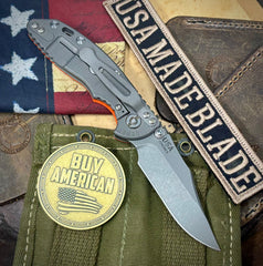 Hinderer XM-18 3.0" Bowie Non-Flipper Orange G10 Working Finish Ti with Working Finish 20CV Blade - USA MB