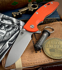 Hinderer XM-18 3.5" Hollow Ground Slicer Working Finish Ti Orange G10 Magnacut Working Finish Blade