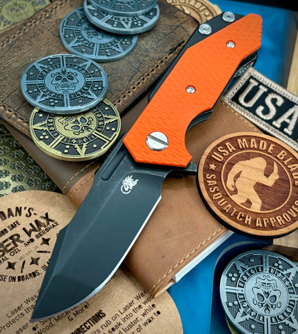 Battle Black Hinderer Half Track Harpoon Spanto Gen 2 Orange G10 Battle Black Ti and Magnacut Blade