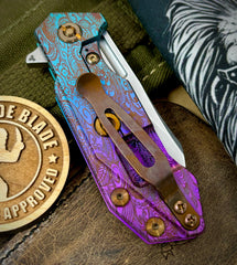 Paisley Fade Wharnie Hinderer Half Track Gen 2 Blue/Black G10 Anodized Ti Magnacut