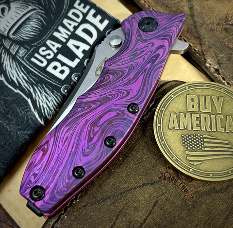 Double Purple Anomascus Zero Tolerance ZT0562TI Full Titanium Handles Magnacut Steel