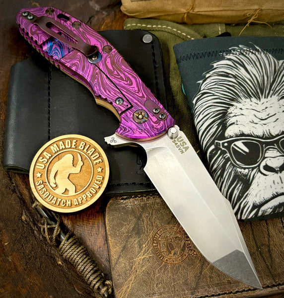 PB&J Anomascus Hinderer XM-24 Harpoon Spanto Coyote G10 Anodized Stonewashed Ti and S45VN Stonewashed Blade with Bronzed Out HW