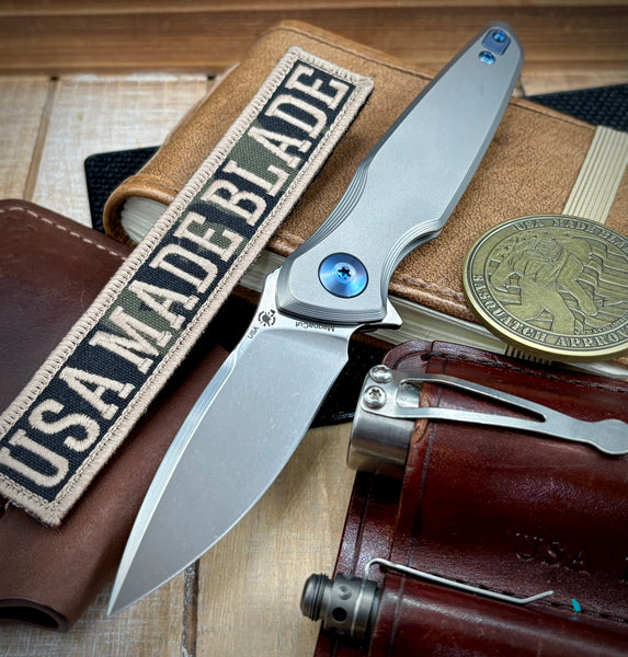 Spartan Blades Pandia Full Ti Flipper with Magnacut Blade and Blue Ti Hardware