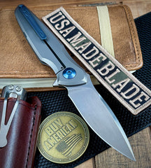 Spartan Blades Pandia Full Ti Flipper with Magnacut Blade and Blue Ti Hardware