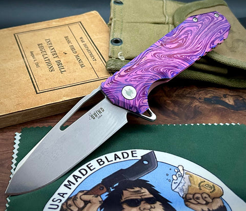 Southern Grind Penguin Stonewashed Full Ti in S90V Double Purple and Blue Anomascus - USA MB