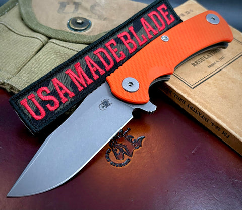 Hinderer Project X Orange G10 Battle Bronze Ti with Working Finish S45VN Blade