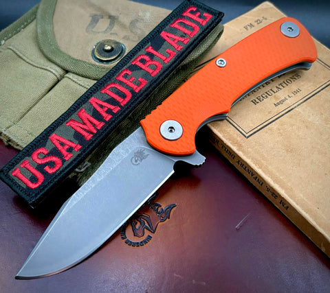Hinderer Project X Orange G10 Working Finish Ti with Working Finish S45VN Blade - USA MB