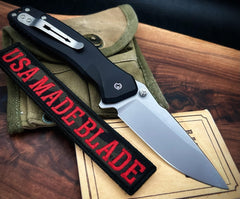 Pallas from Spartan Blades Black Aluminum and Stonewashed Blade (S45VN) - USA MB