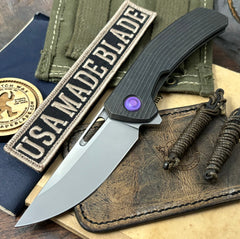 Archer from Tactile Knife Co. with Rigid Texture Titanium handles, Magnacut Blade and Purple Ti Hardware