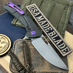 Archer from Tactile Knife Co. with Rigid Texture Titanium handles, Magnacut Blade and Purple Ti Hardware