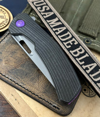 Archer from Tactile Knife Co. with Rigid Texture Titanium handles, Magnacut Blade and Purple Ti Hardware