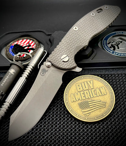 Ripple Full Ti Hinderer XM-18 3.5" Skinny Skinner Working Finish Ripple Ti  Magnacut Working Finish Blade