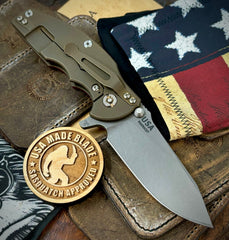 Hinderer Jurassic Slicer Red G10 Battle Bronze Ti Magnacut Working Finish Blade - USA MB