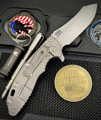 Ripple Full Ti Hinderer XM-18 3.5" Skinny Skinner Working Finish Ripple Ti  Magnacut Working Finish Blade