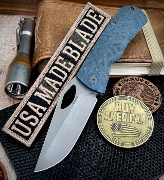 McNees Knives Little Dixon Atomic Blue Rock Mill Ti with 3.25