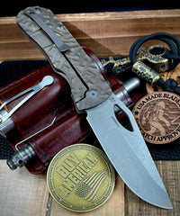 McNees Knives Dixon Atomic Bronze Rock Mill Ti with 3.75" Magnacut Stonewashed Blade and Stonewashed Ti Hardware