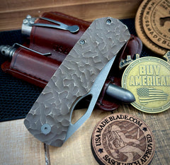 McNees Knives Dixon Atomic Bronze Rock Mill Ti with 3.75" Magnacut Stonewashed Blade and Stonewashed Ti Hardware