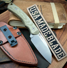 Tactile Knife Co. Redhawk with Tumbled Magnacut Blade, OD Micarta Handle, and Leather Sheath