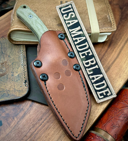 Tactile Knife Co. Redhawk with Tumbled Magnacut Blade, OD Micarta Handle, and Leather Sheath