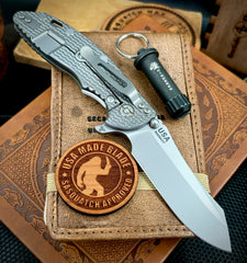 Ripple Full Ti Hinderer XM-18 3.5" Skinny Skinner Bead Blast Ripple Ti  Magnacut Bead Blast Blade and Hardware