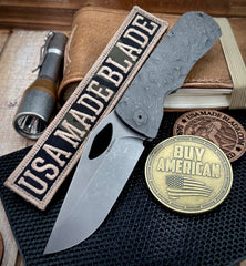 McNees Knives Little Dixon Atomic Stonewashed Rock Mill Ti with 3.25" Magnacut Stonewashed Blade and Stonewashed Ti Hardware