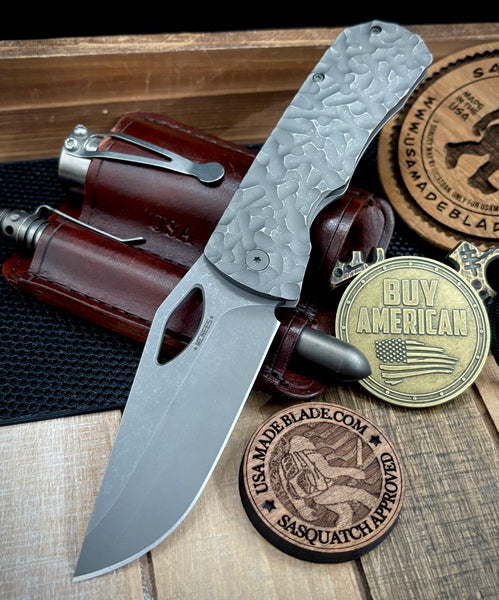 McNees Knives Dixon Atomic Stonewashed Rock Mill Ti with 3.75