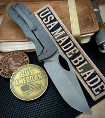 McNees Knives Little Dixon Atomic Stonewashed Rock Mill Ti with 3.25" Magnacut Stonewashed Blade and Stonewashed Ti Hardware