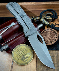 McNees Knives Dixon Atomic Stonewashed Rock Mill Ti with 3.75" Magnacut Stonewashed Blade and Stonewashed Ti Hardware