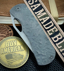 McNees Knives Little Dixon Atomic Stonewashed Rock Mill Ti with 3.25" Magnacut Stonewashed Blade and Stonewashed Ti Hardware
