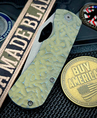 McNees Knives Little Dixon Atomic Green/Blue Rock Mill Ti with 3.25" Magnacut Stonewashed Blade and Stonewashed Ti Hardware