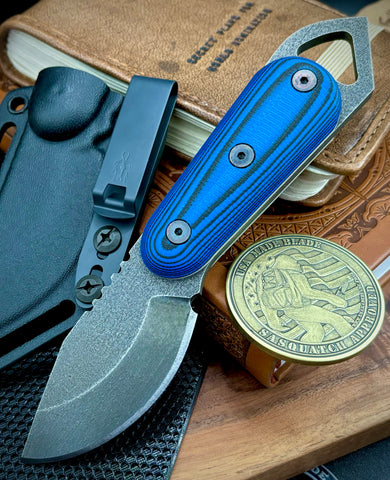 Shed Knives Skur with Atlantic Blue/Black G10 Handles and 154-CM Steel - USA MB