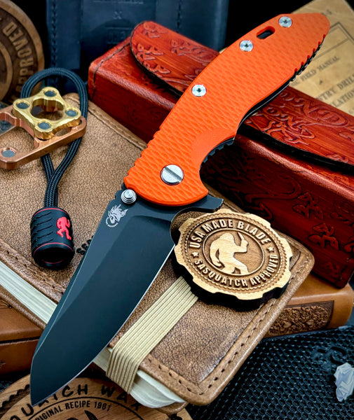 Hinderer XM-18 3.5 Sheepsfoot Battle Black Ti Orange G10 S45VN Battle Black Blade