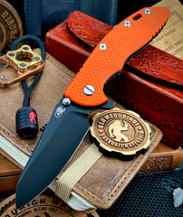 Hinderer XM-18 3.5 Sheepsfoot Battle Black Ti Orange G10 S45VN Battle Black Blade