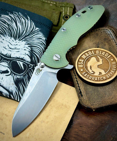 Hinderer XM-18 3.5 Sheepsfoot Bronze Ti Translucent Green G10 S45VN Stonewashed Blade