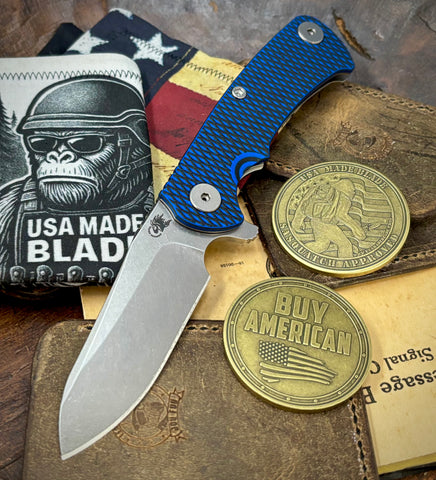 Project X Sheepsfoot Blue/Black G10 Stonewashed Ti with Stonewashed Magnacut Blade
