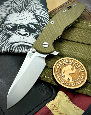 Hinderer XM-18 3.5 Sheepsfoot Stonewashed OD Green G10 S45VN Stonewashed Blade