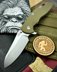 Hinderer XM-18 3.5 Sheepsfoot Stonewashed OD Green G10 S45VN Stonewashed Blade