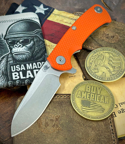 Project X Sheepsfoot Orange G10 Stonewashed Ti with Stonewashed Magnacut Blade