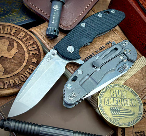 Hinderer XM-18 3.5 Spanto Working Finish Ti  Black G10 Stonewashed 20CV Blade - USA MB